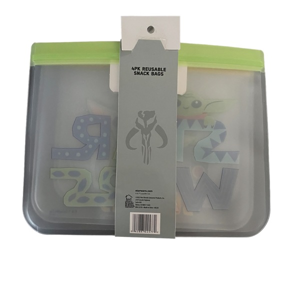 Star Wars The Mandalorian Yoda 4PK of Reusable Snack Bags NWT - Picture 5 of 6